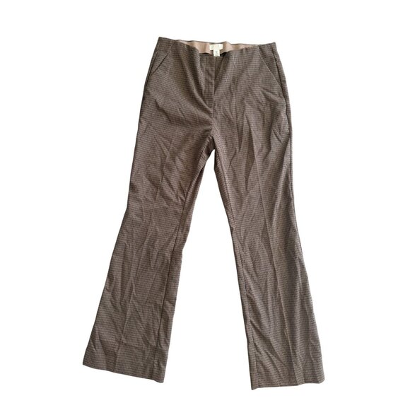 H&M Brown Houndstooth Plaid Wide Leg Pull On Dress Pants Size US 14 NEW NWT - Picture 4 of 10